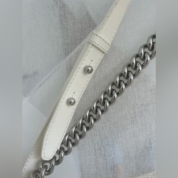 Like New Chanel Perforated Lambskin Leather Medium White Flap Boy Bag - Picture 7 of 10